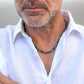 men's green emerald bead necklace with silver