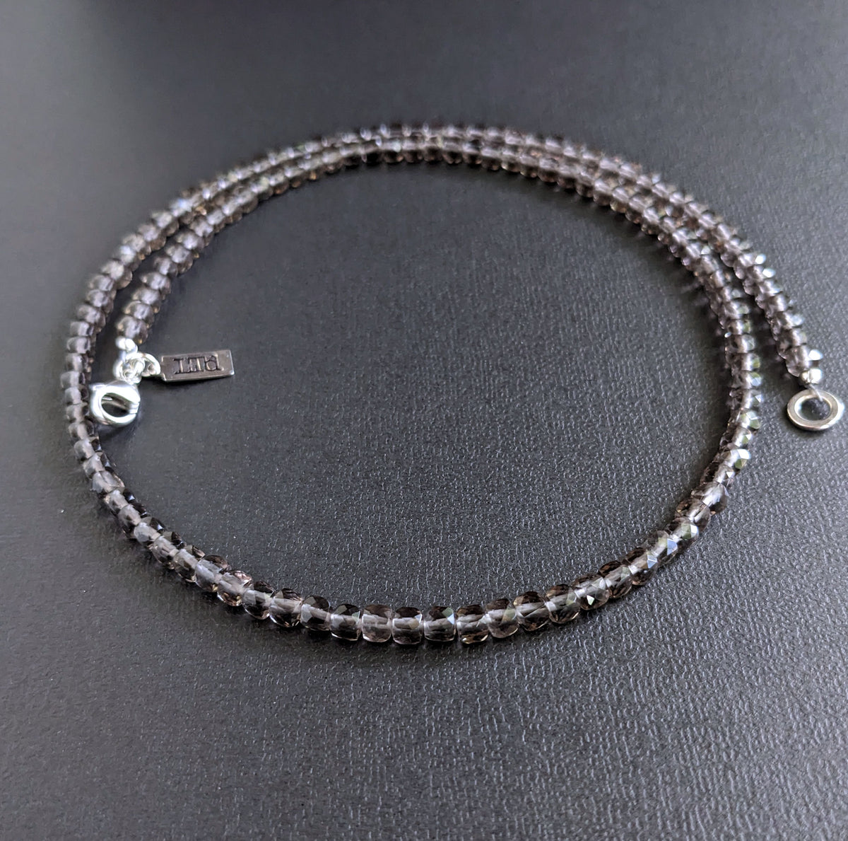 men's ice obsidian cube bead necklace