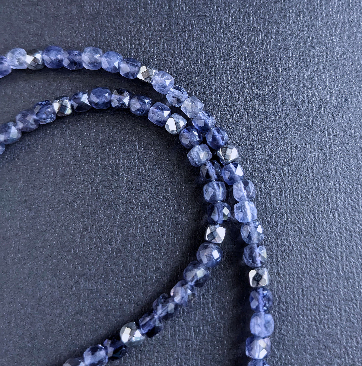 4mm micro faceted iolite bead necklace