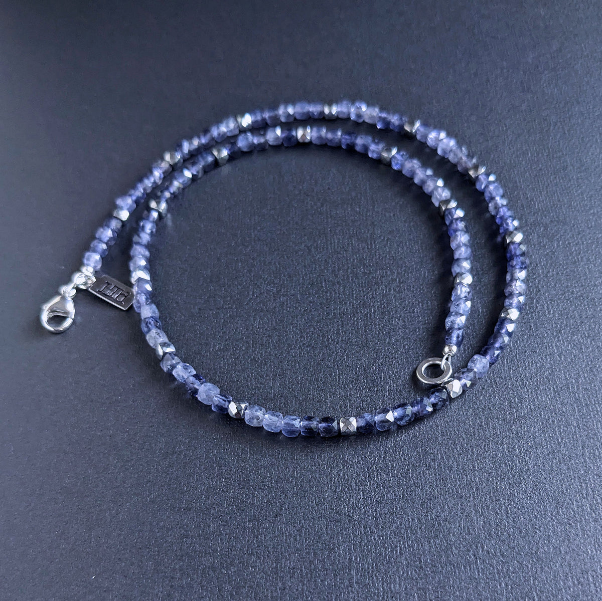 men's square gemstone bead necklace