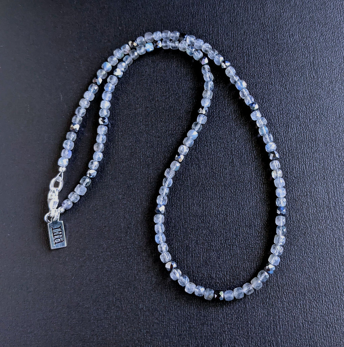 4mm faceted labradorite bead necklace
