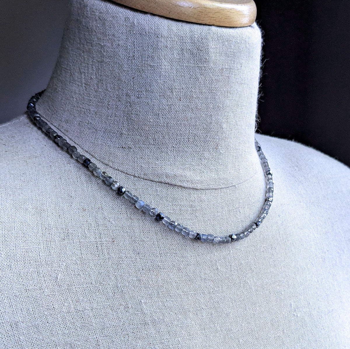 men's cube bead labradorite necklace