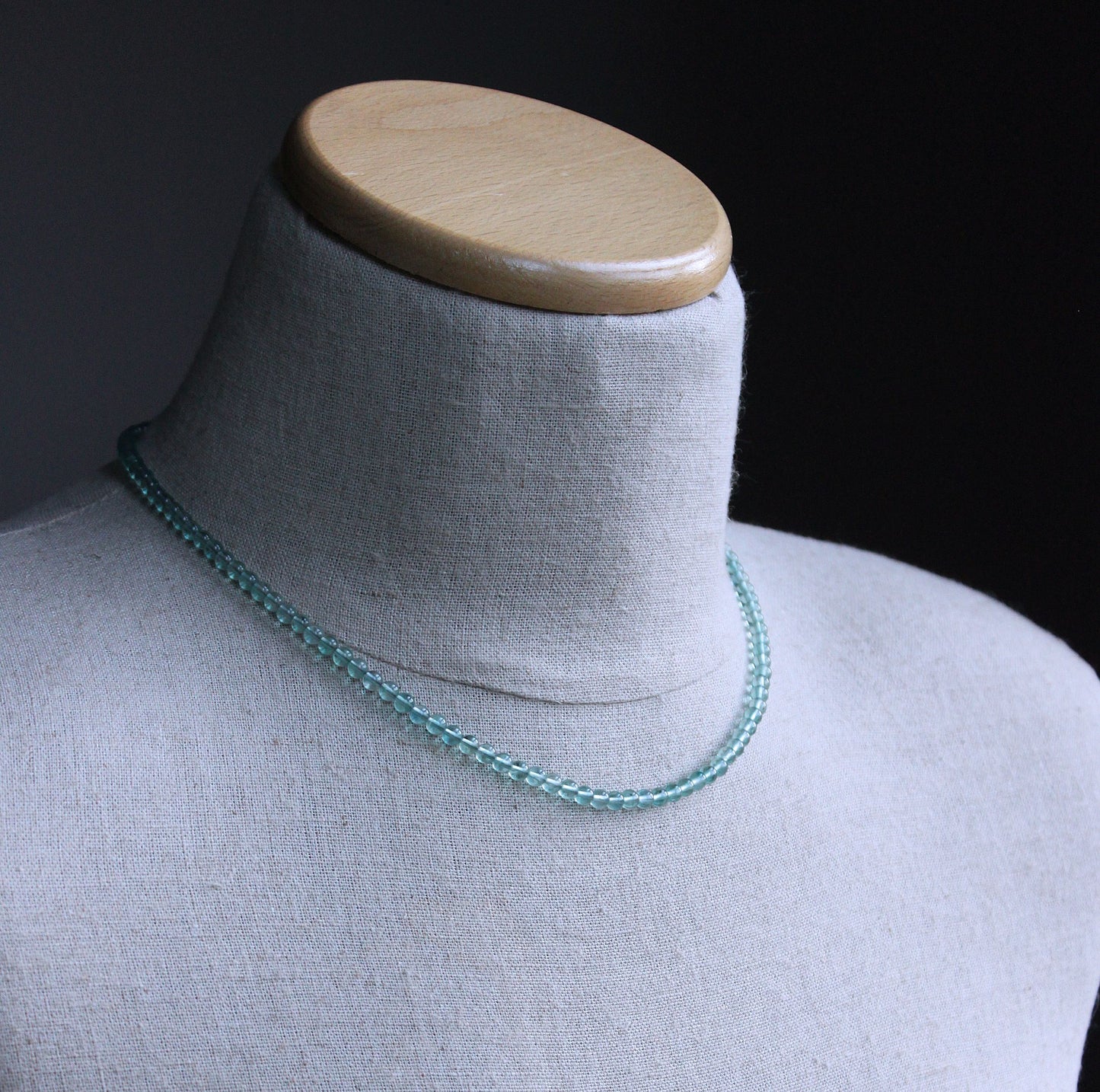 Blue Fluorite Bead Necklace, 4mm