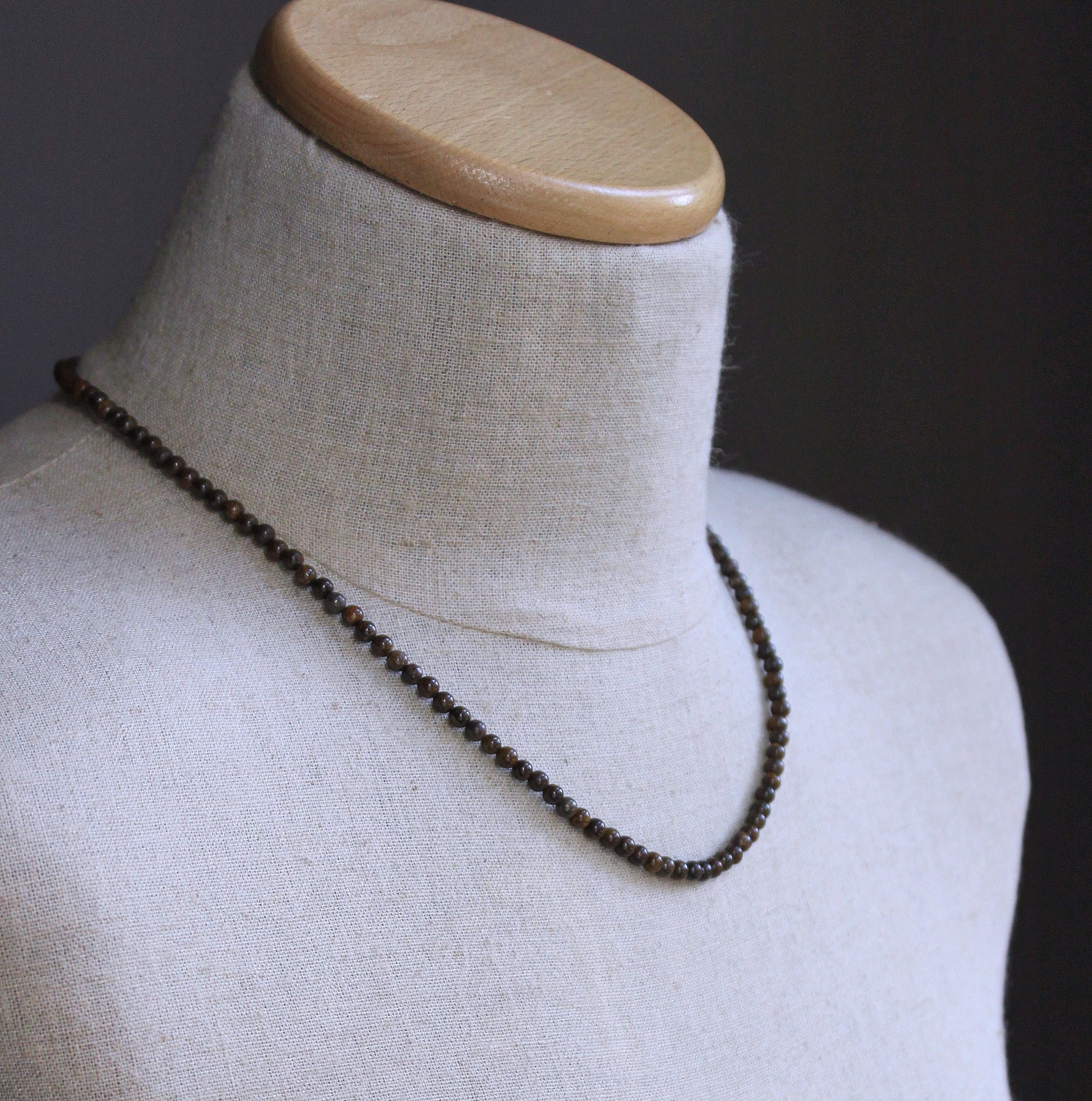 men's minimalist 4mm gemstone bead necklace