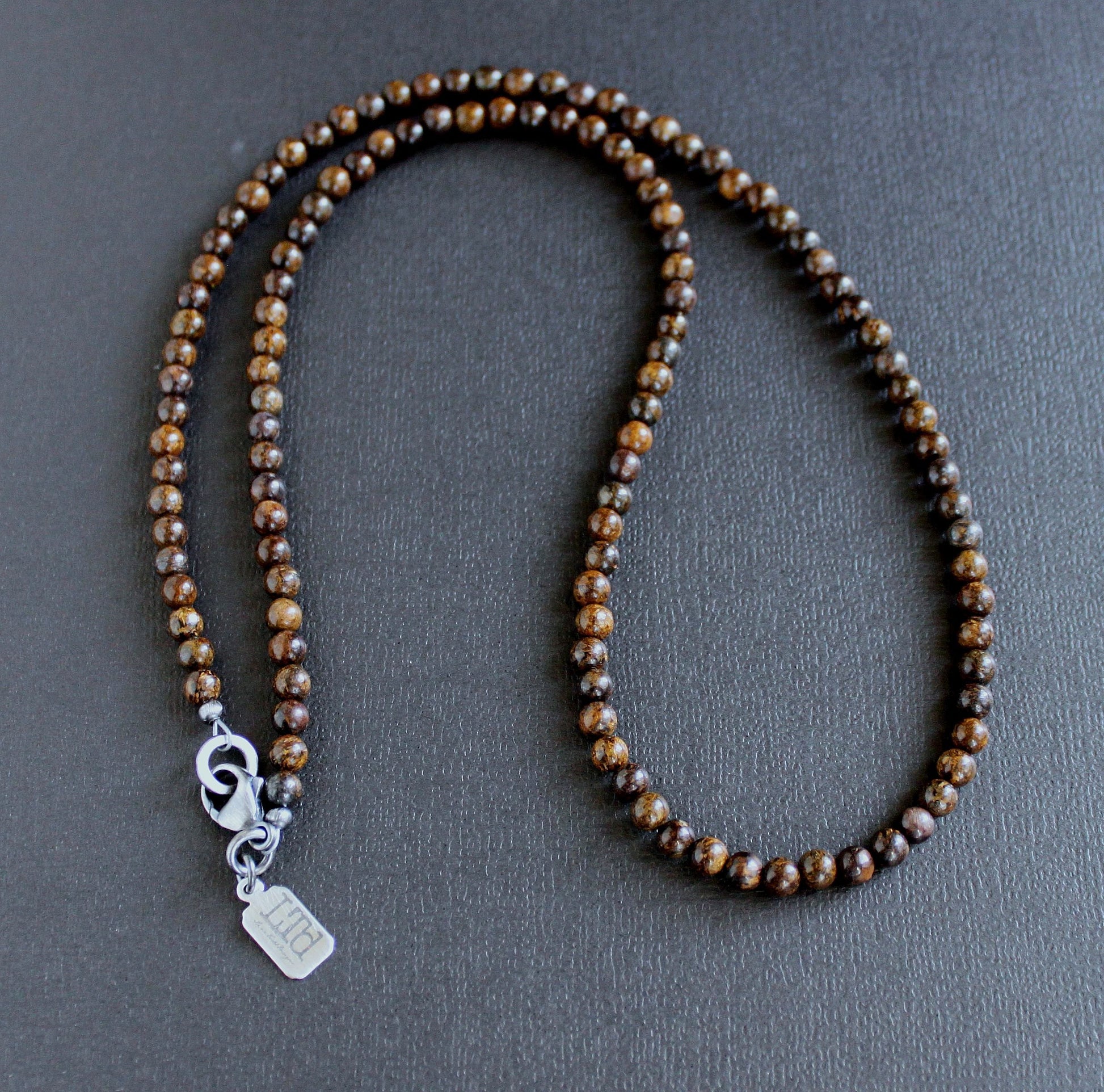 men's 4mm brown bead necklace