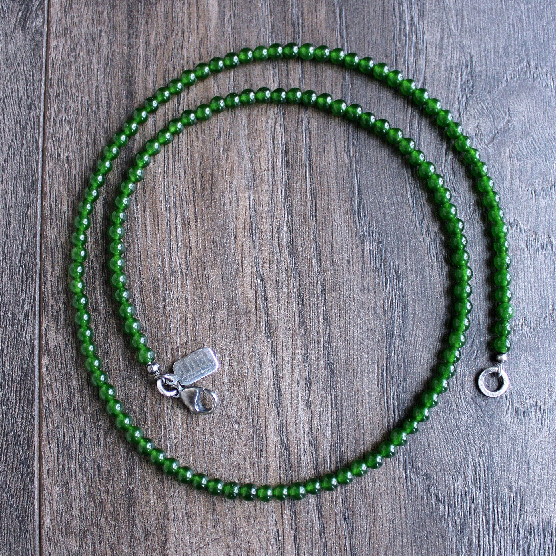 men's simple jade bead necklace