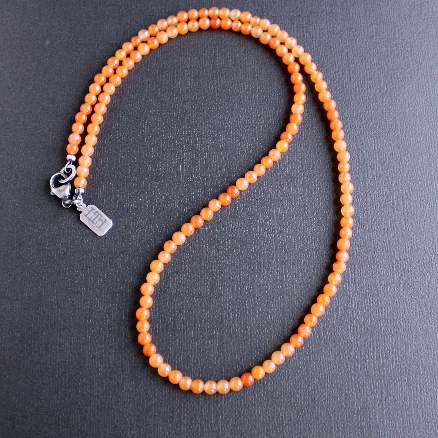 men's orange aventurine bead necklace