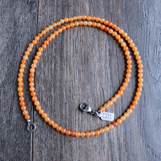 Orange Aventurine Bead Necklace, 4mm