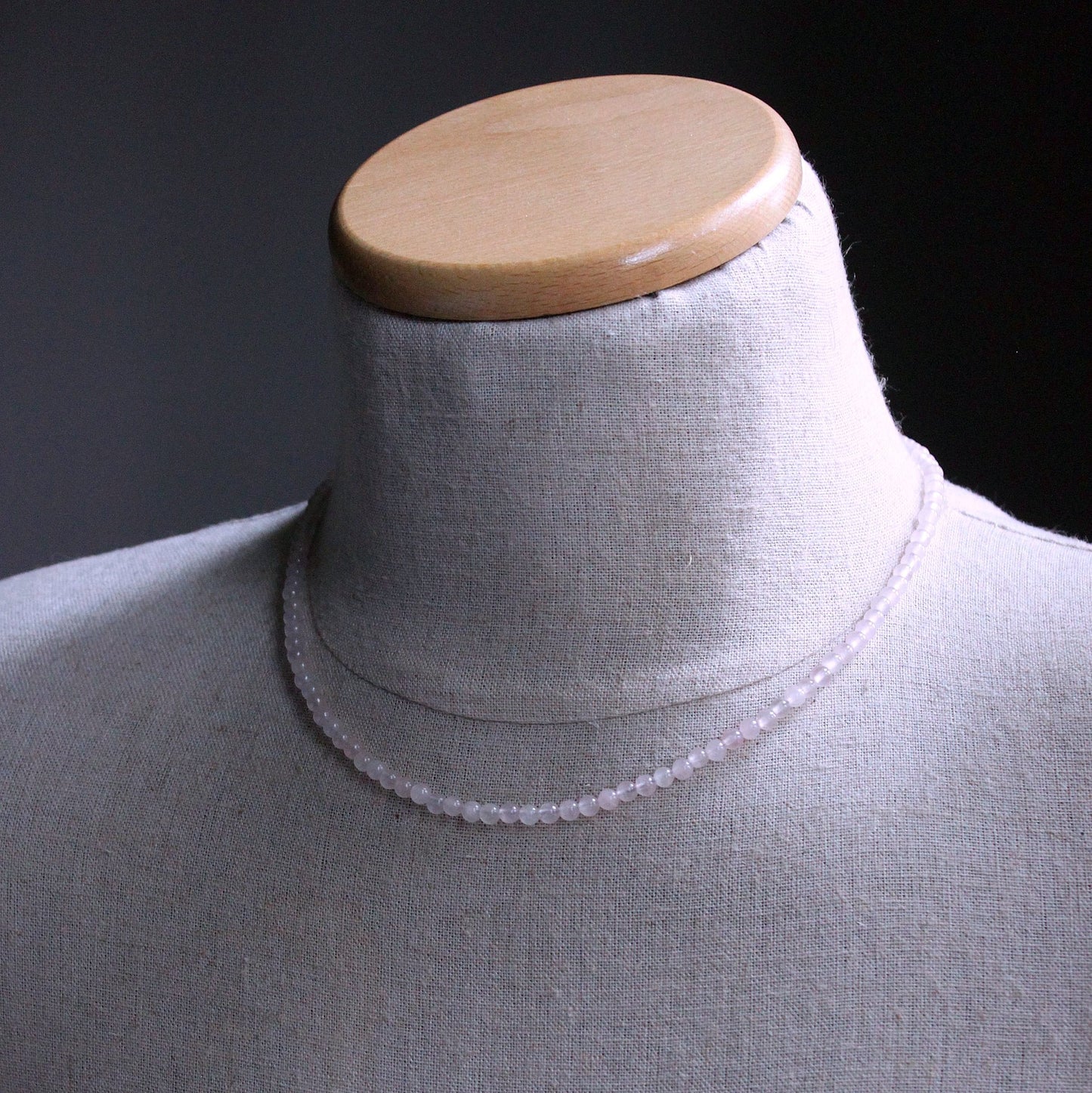 men's light pink rose quartz bead necklace