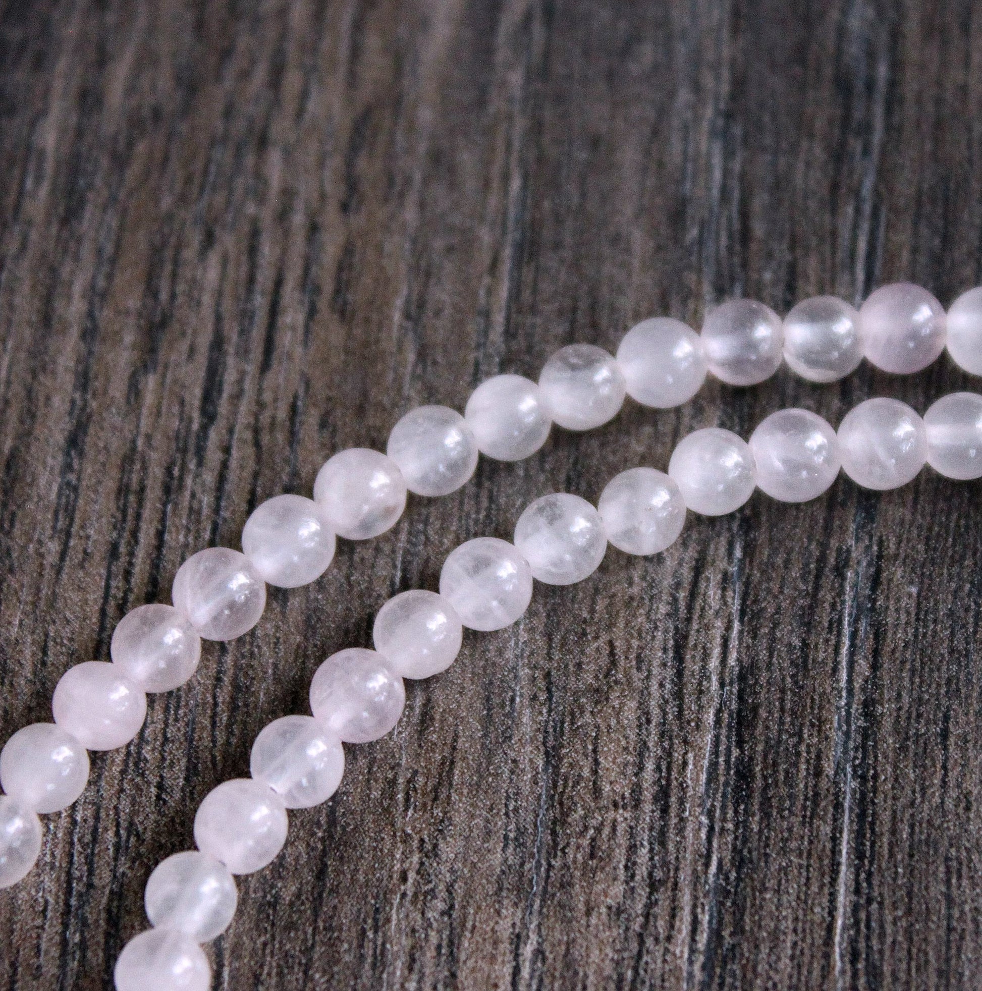 4mm rose quartz bead necklace