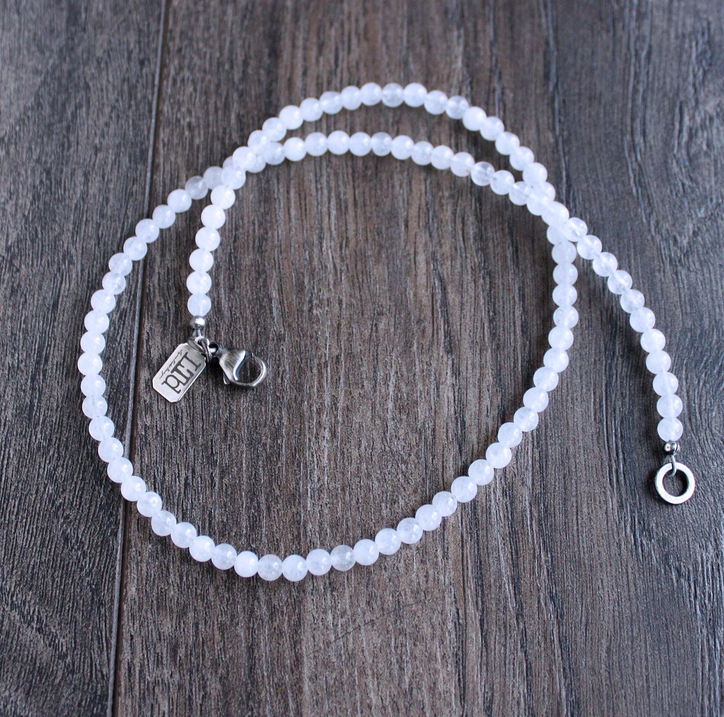 men's white jade bead necklace