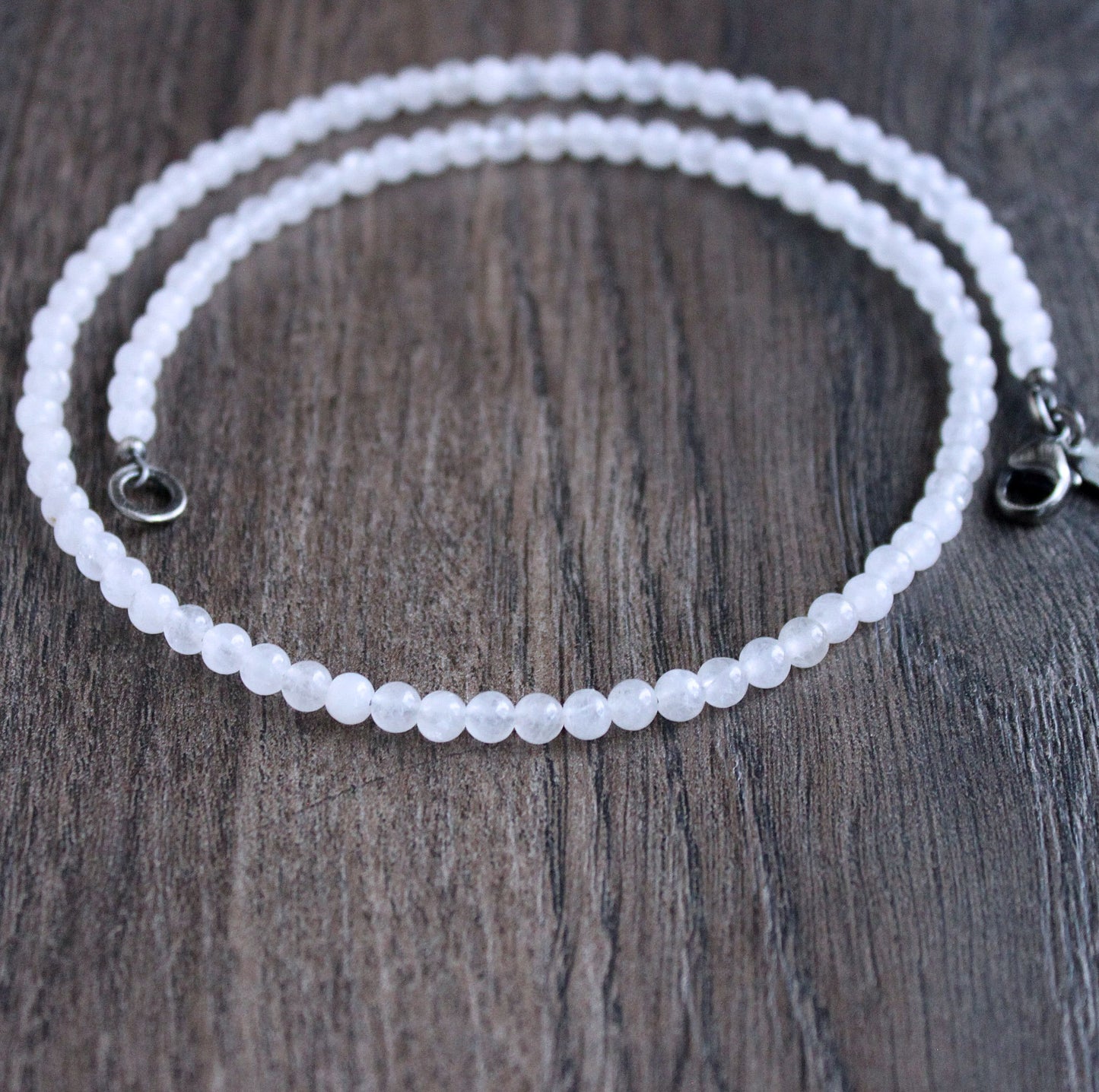 men's 4mm white jade bead necklace