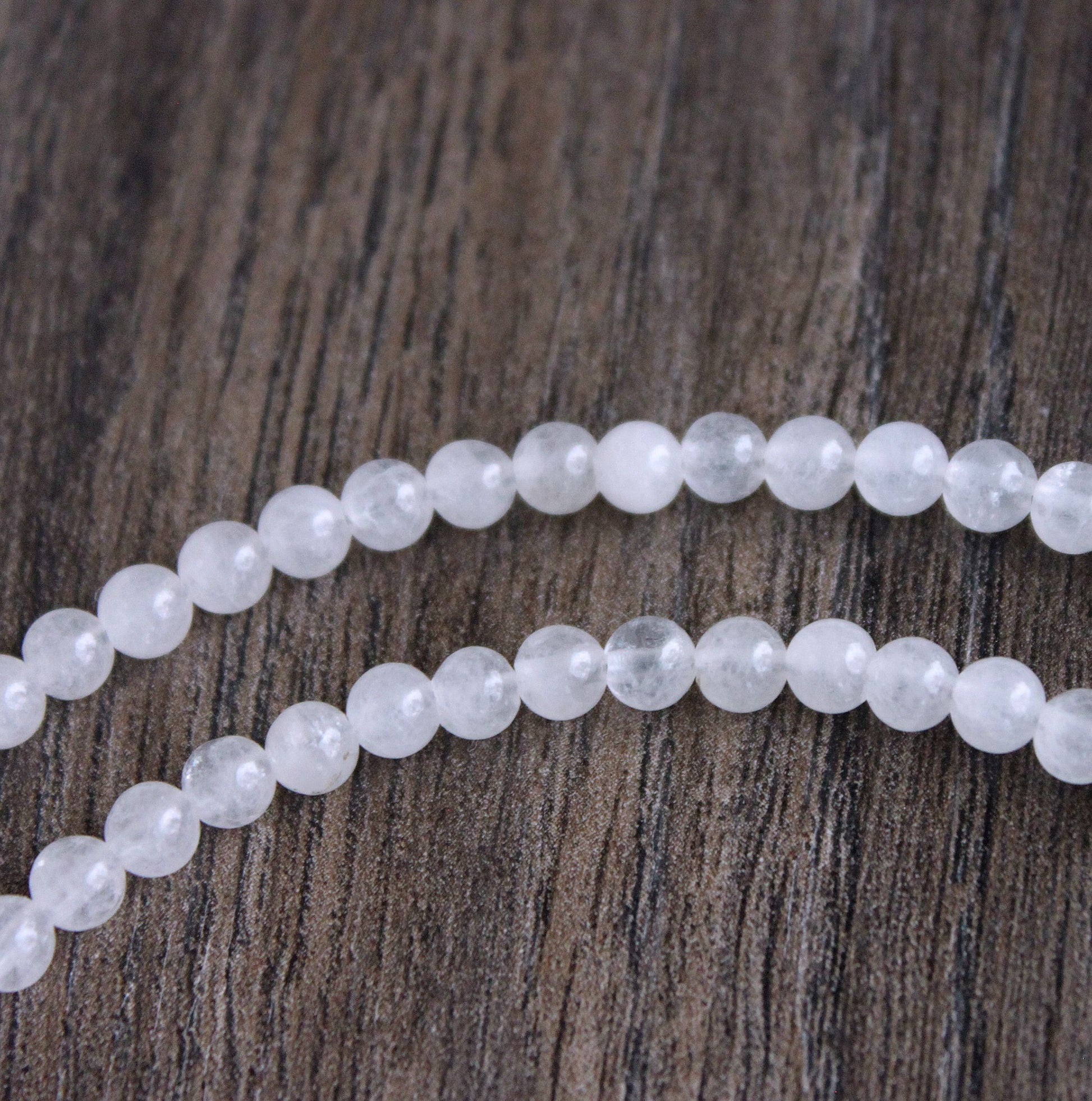 4mm semi translucent white jade necklace