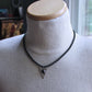 men's black bead silver pendant necklace