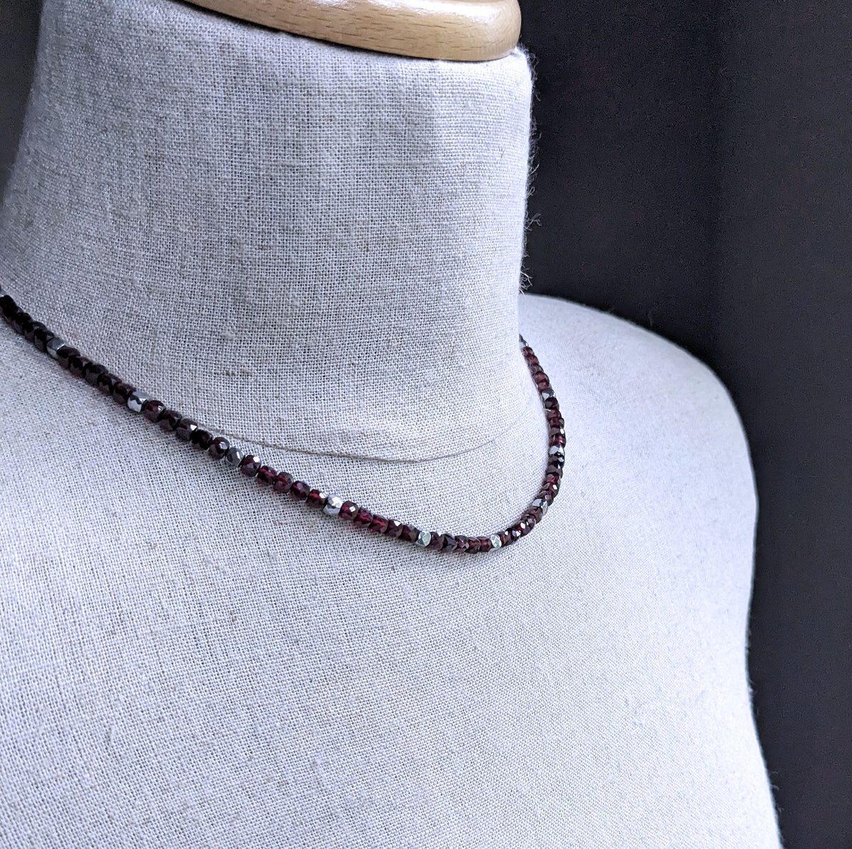 men's 4mm red garnet bead necklace