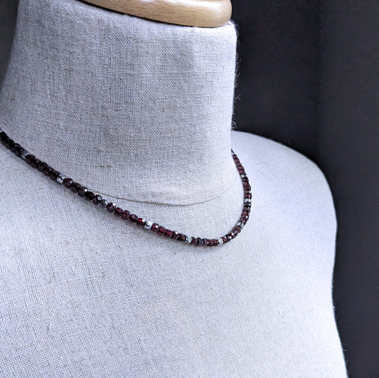 men's 4mm red garnet bead necklace