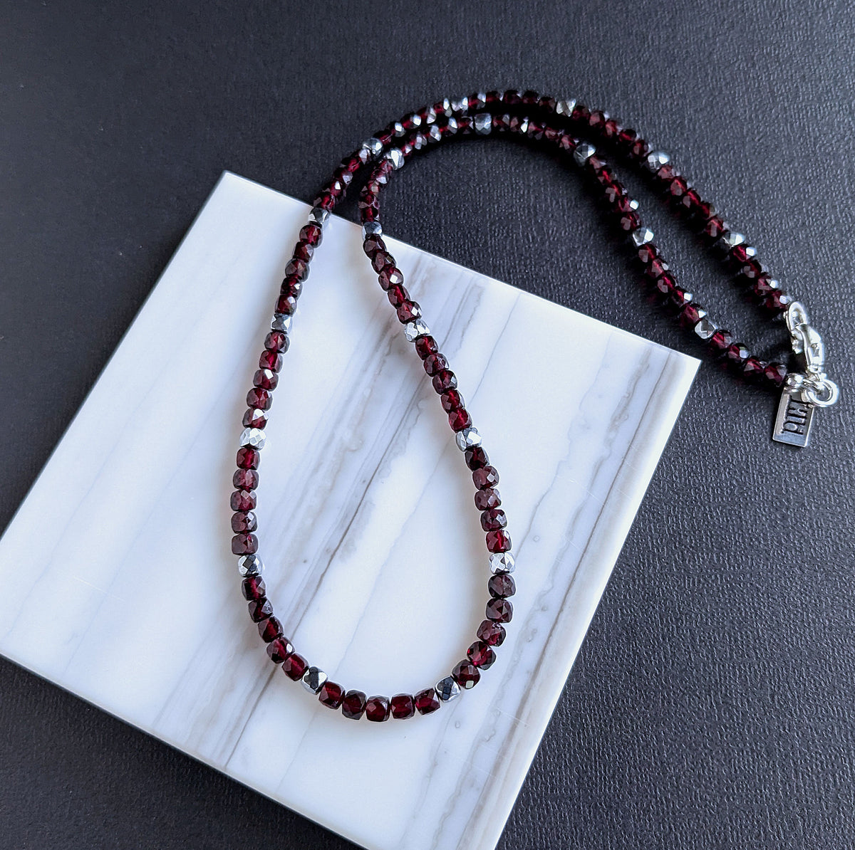 natural red garnet bead necklace for men