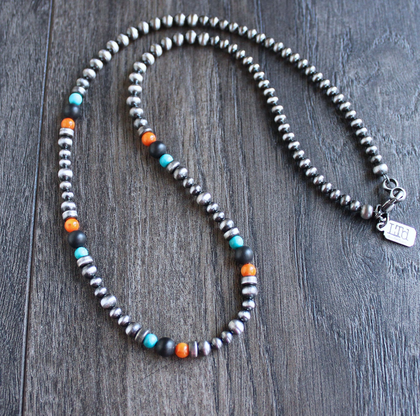 Colorful Gemstone Silver Bead Necklace