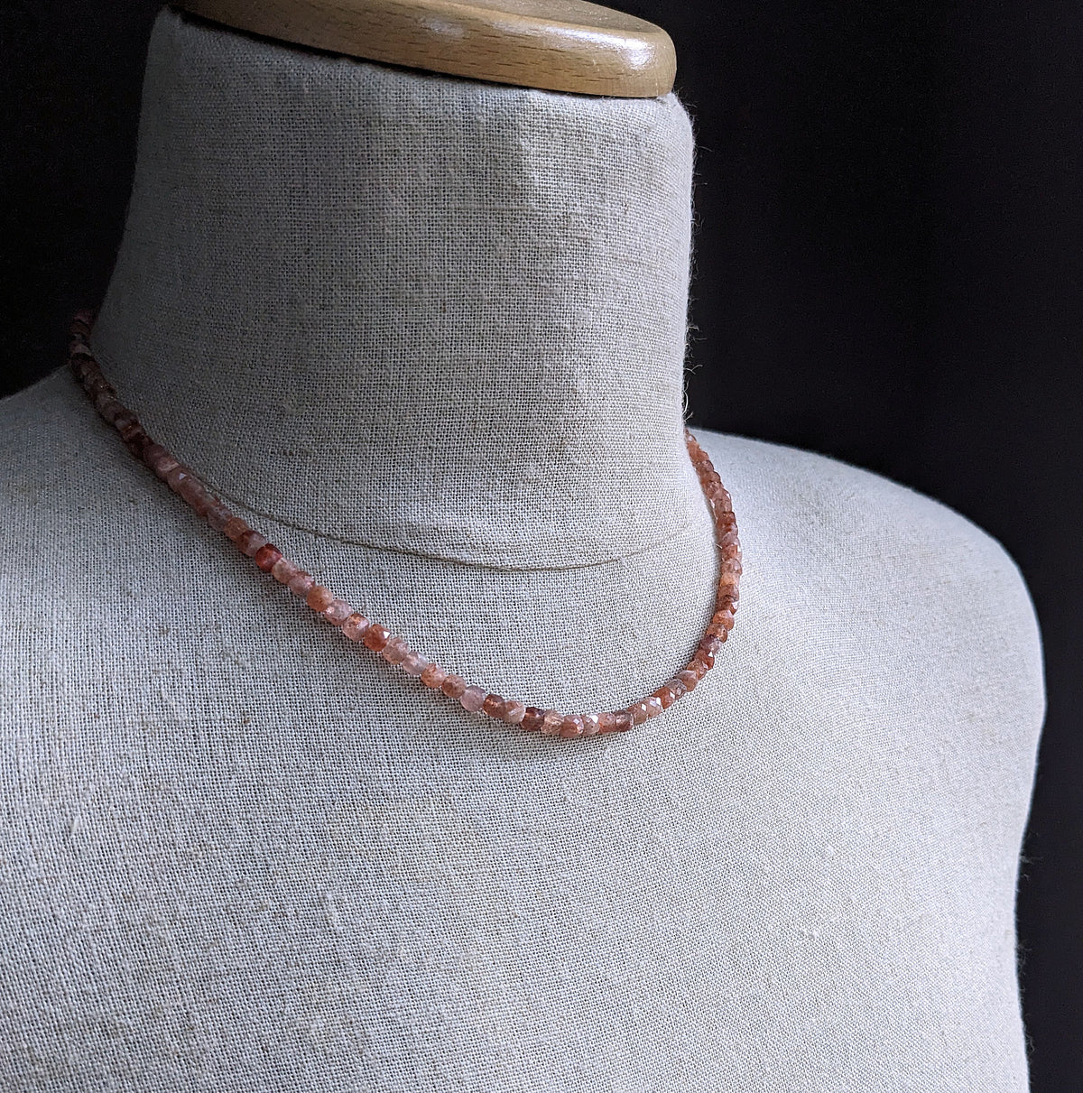 men's sunstone cube bead necklace