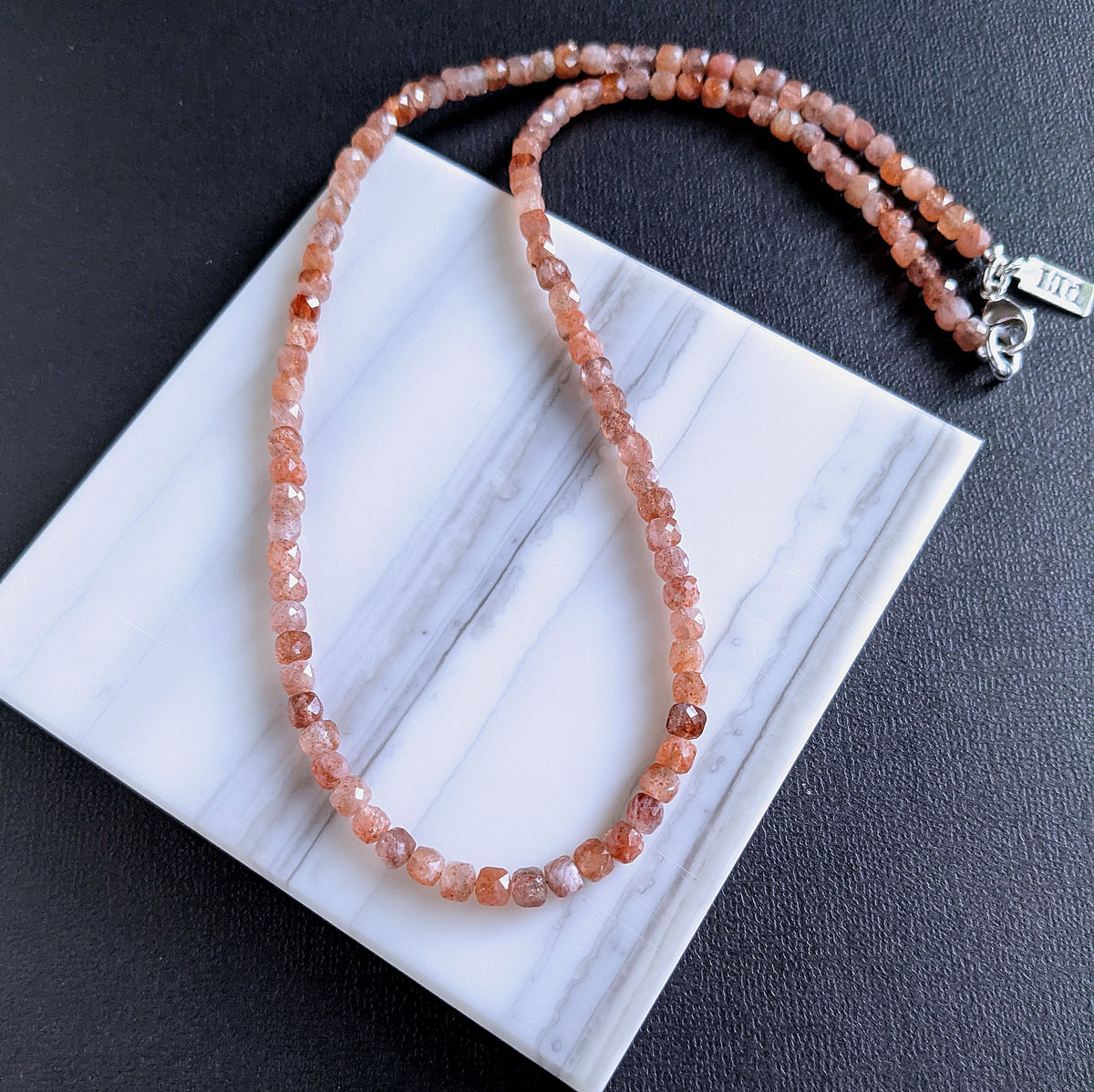 natural sunstone gemstone bead necklace for men