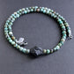 men's green black bead necklace