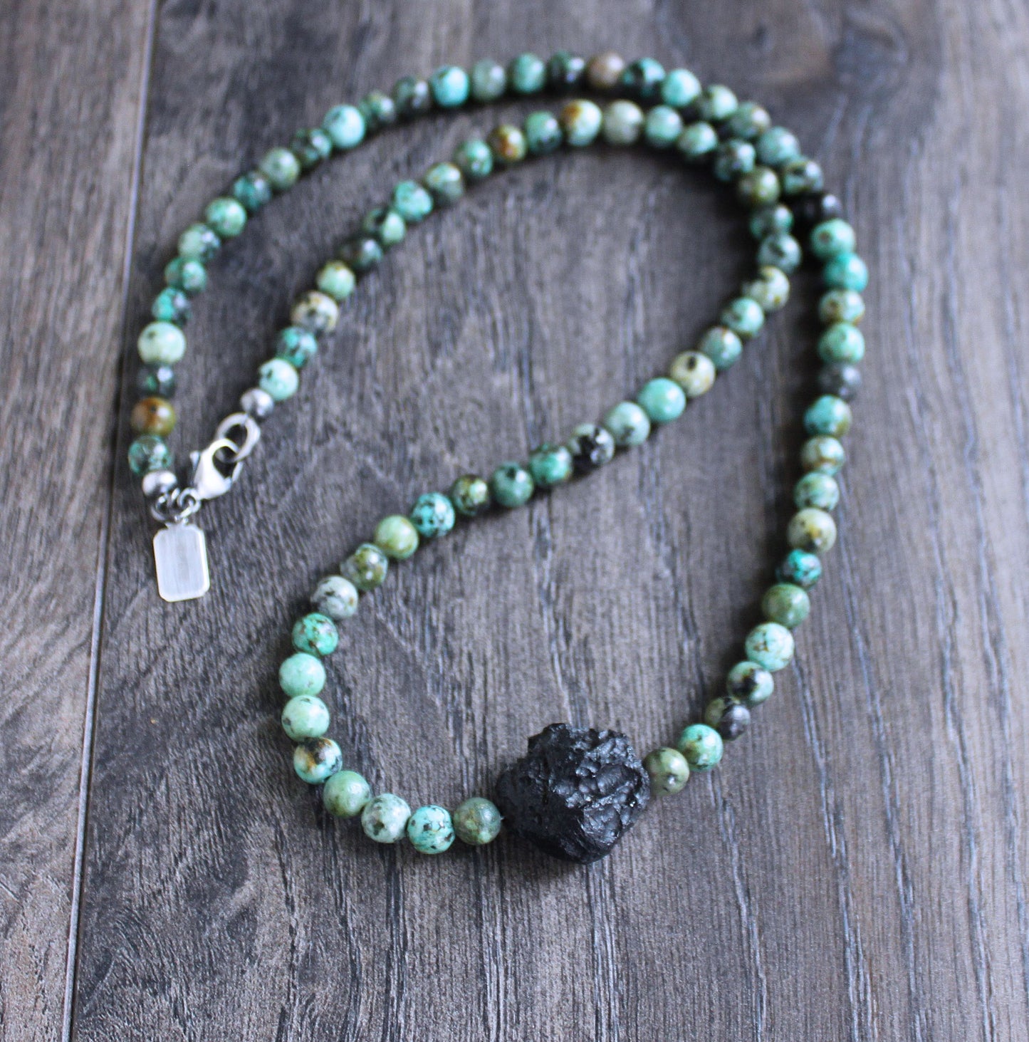 men's African turquoise bead necklace