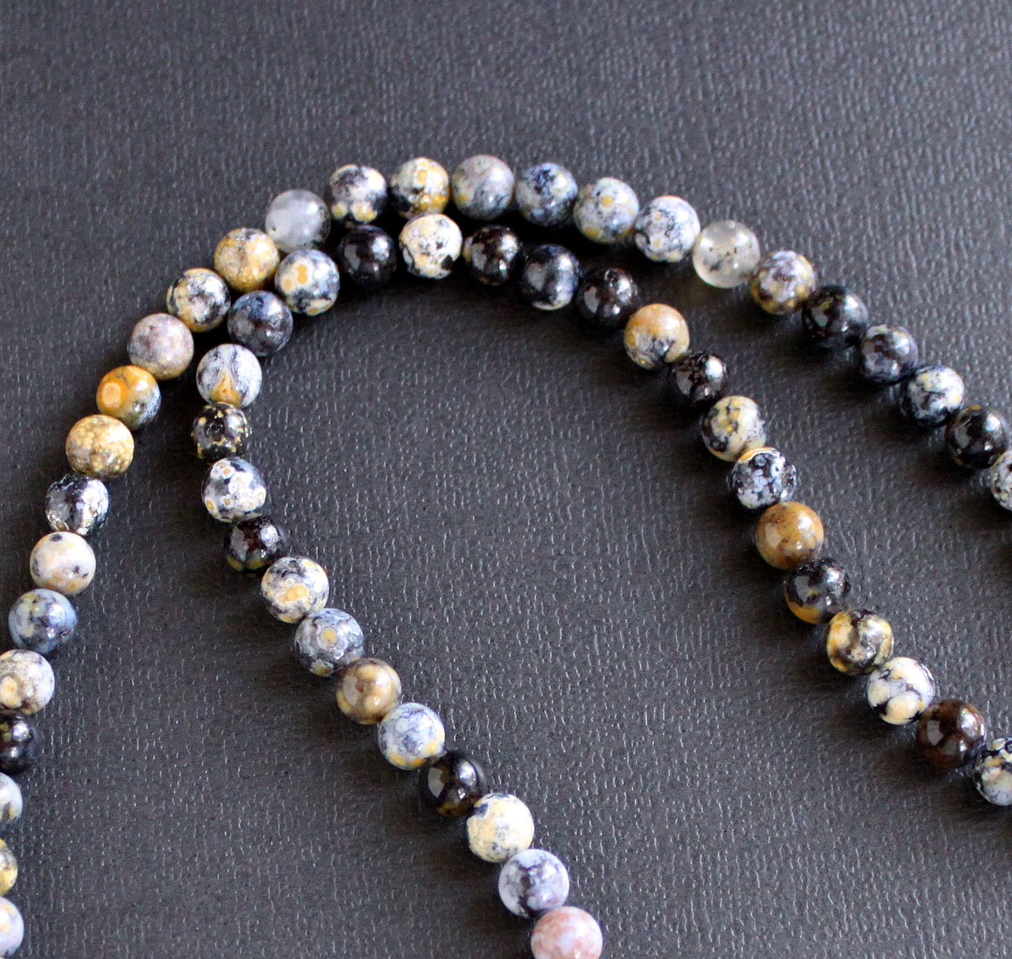 Tektite and Dendritic Opal Bead Necklace