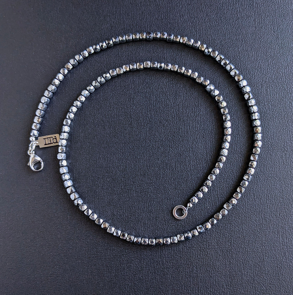 men's titanium cube bead necklace