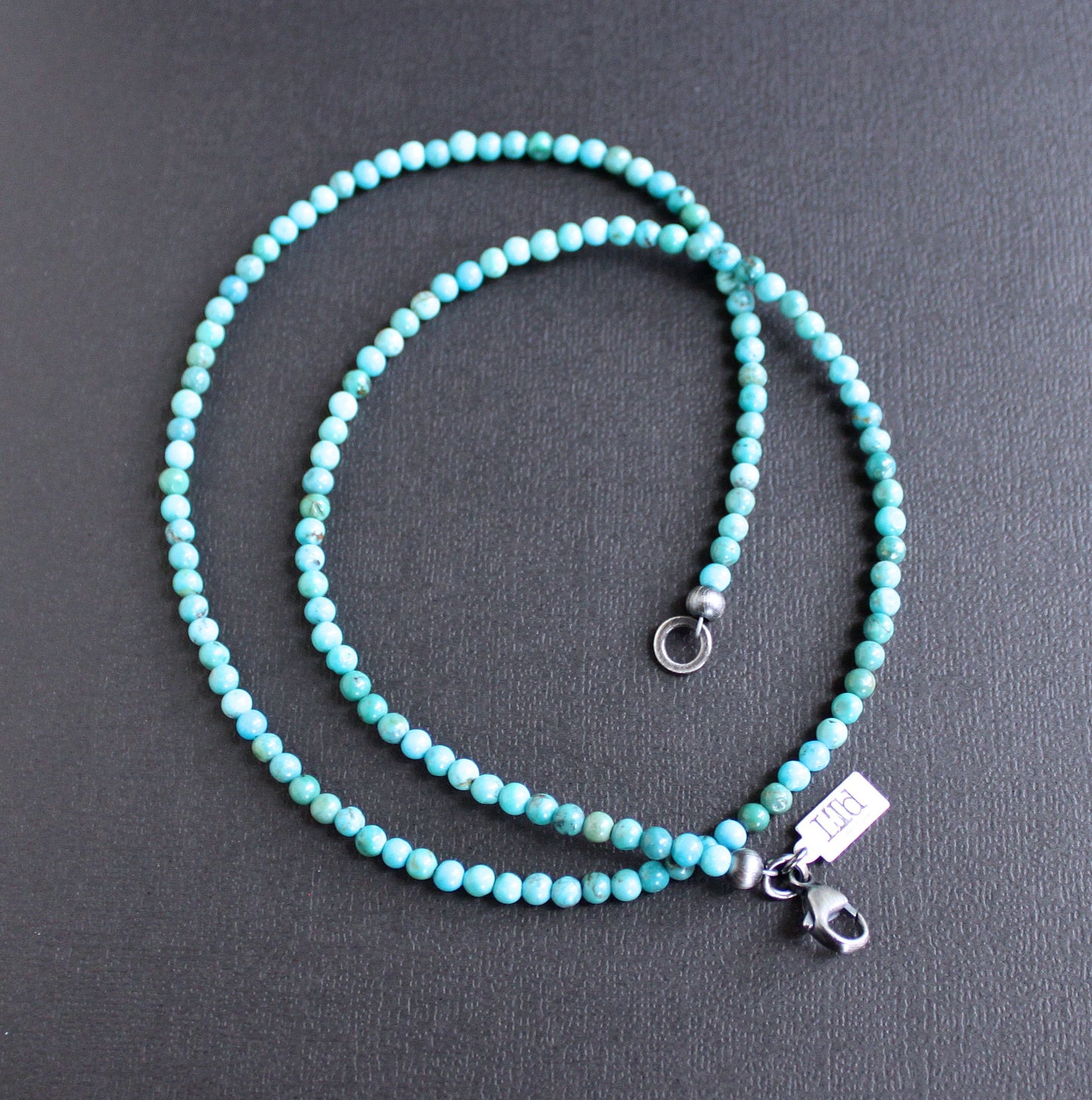 men's 4mm genuine turquoise bead necklace