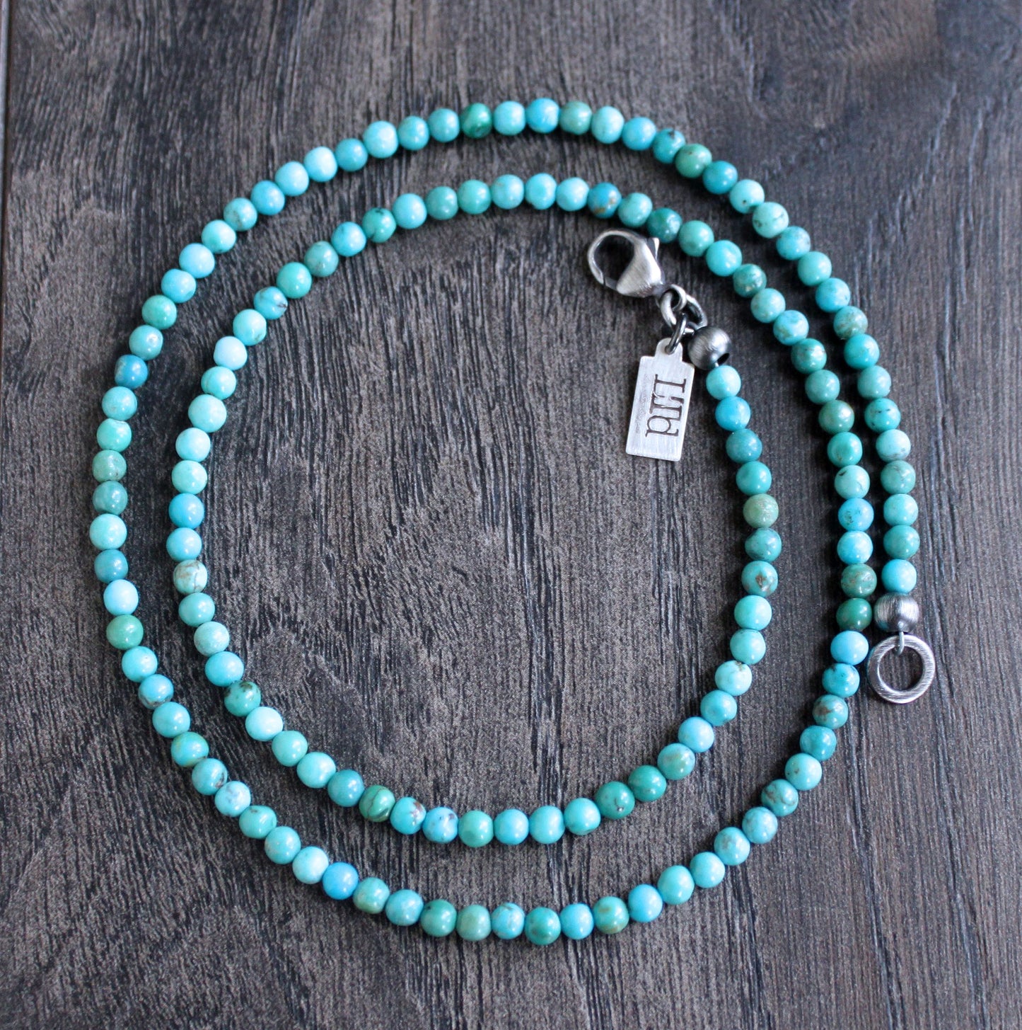 men's genuine turquoise bead necklace