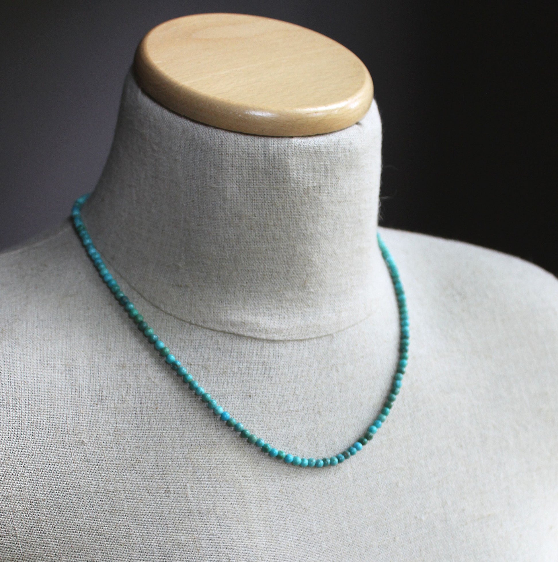 men's 4mm turquoise bead necklace