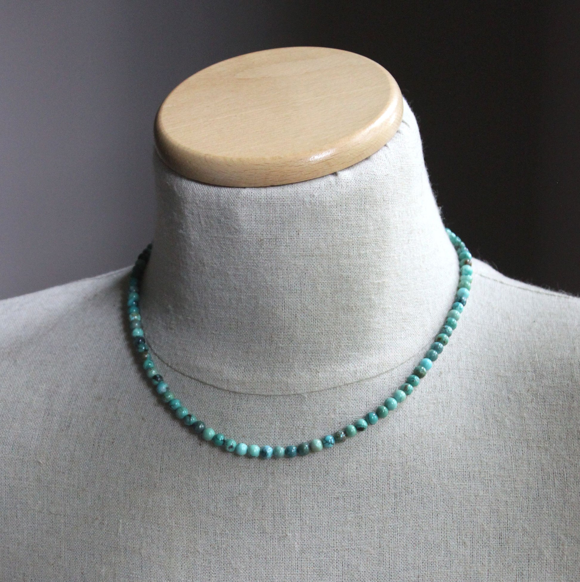men's 5mm genuine turquoise bead necklace