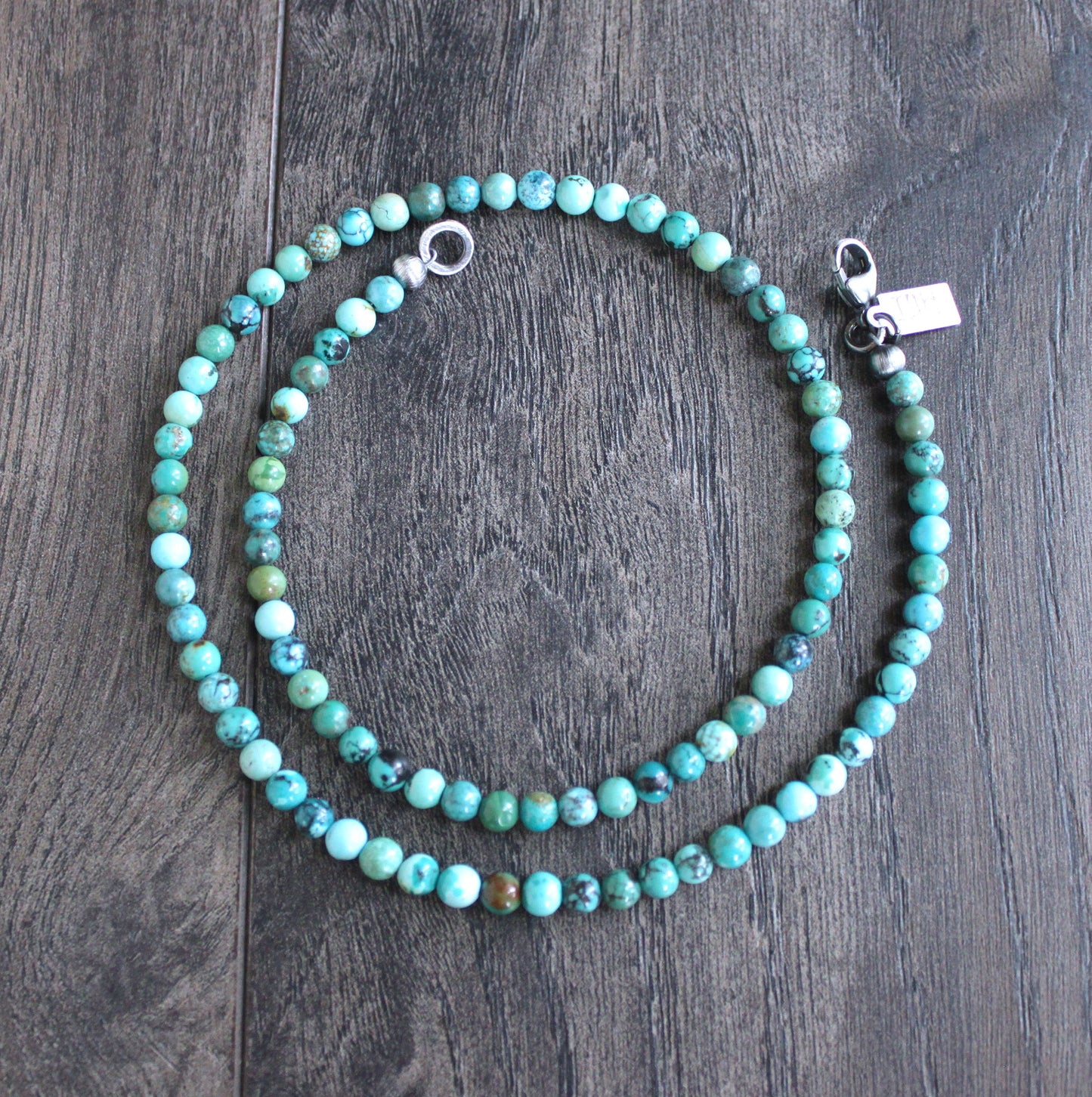 men's genuine turquoise bead necklace