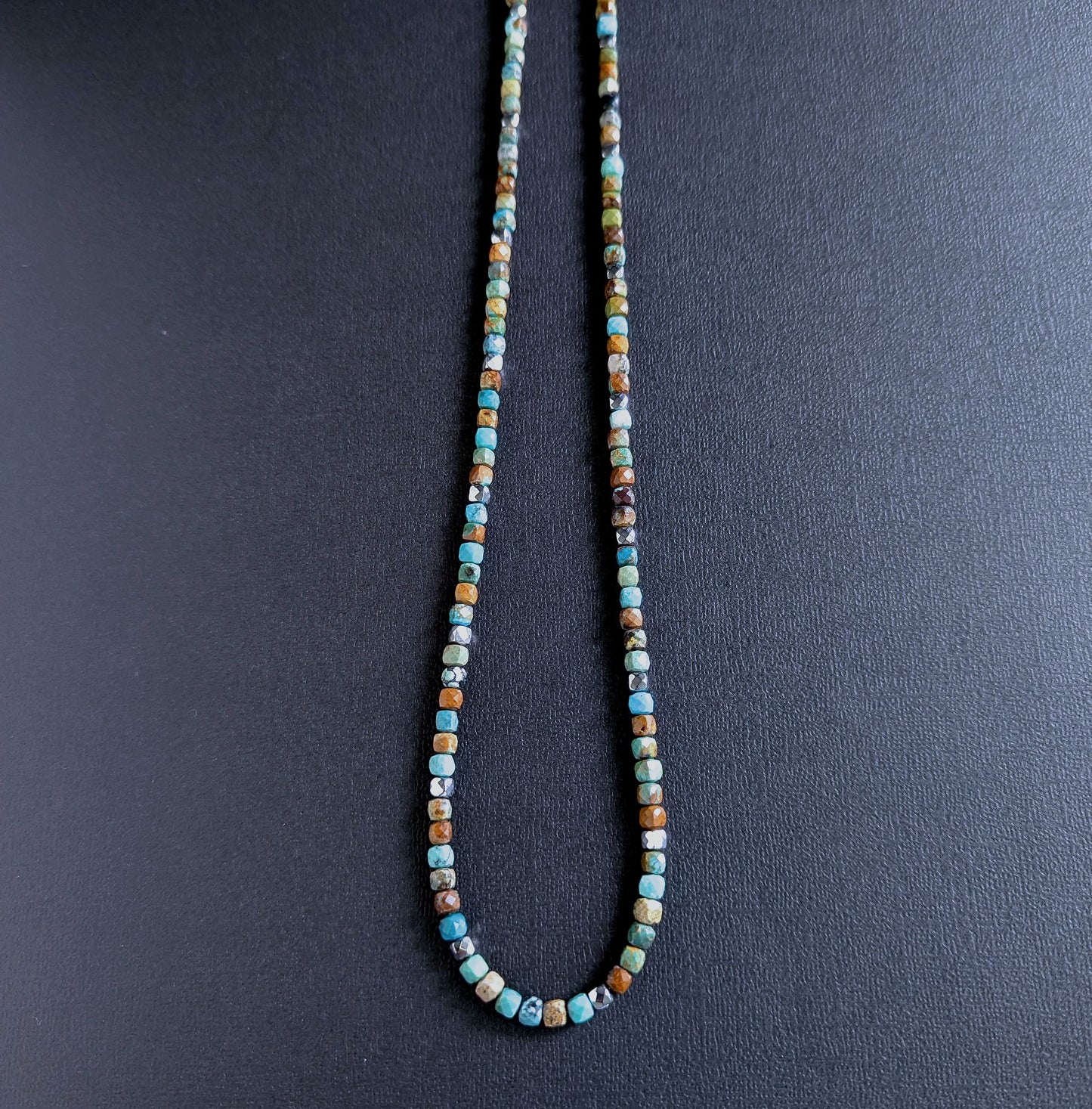 men's 4mm turquoise cube bead necklace
