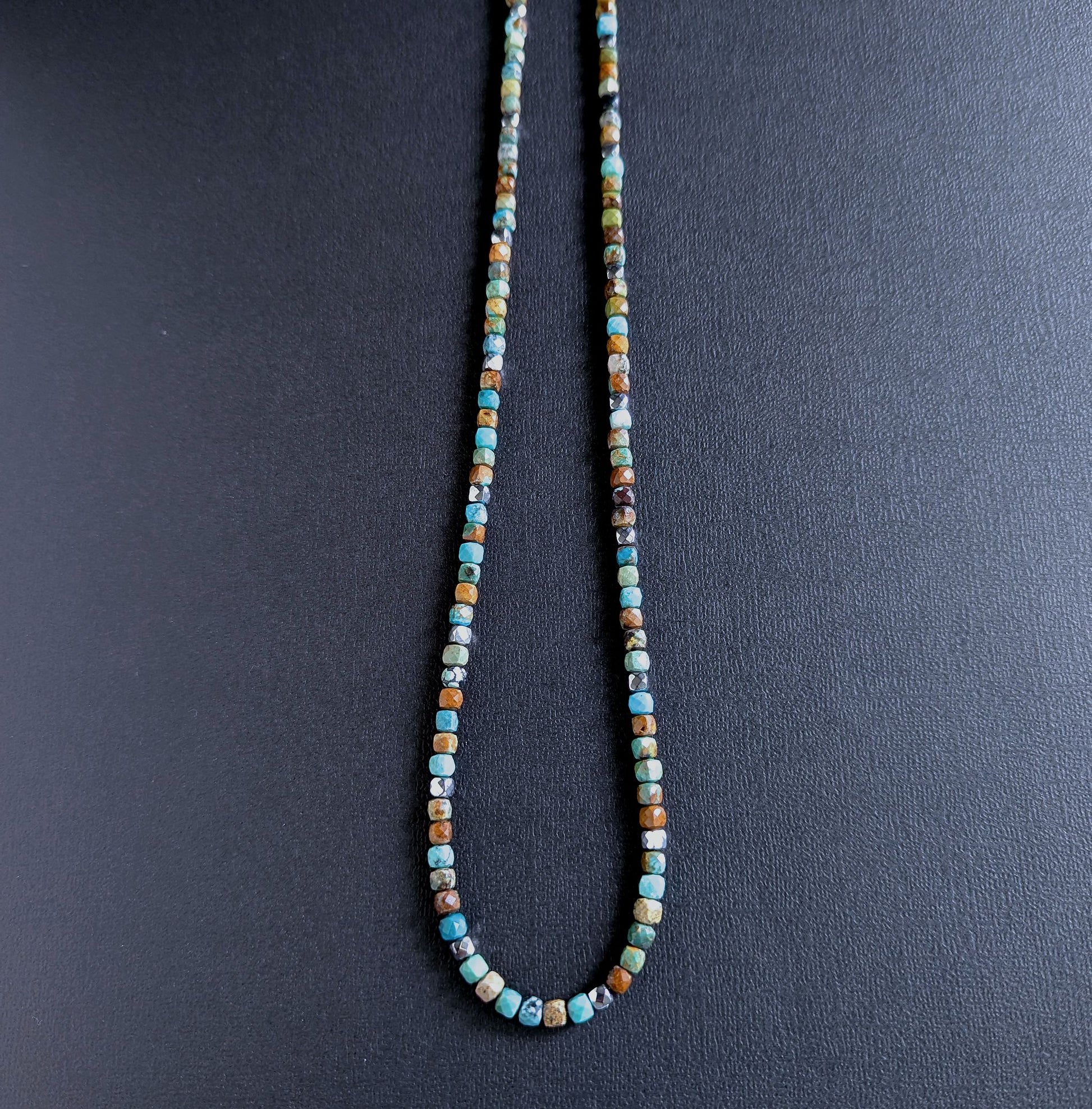 men's 4mm turquoise cube bead necklace
