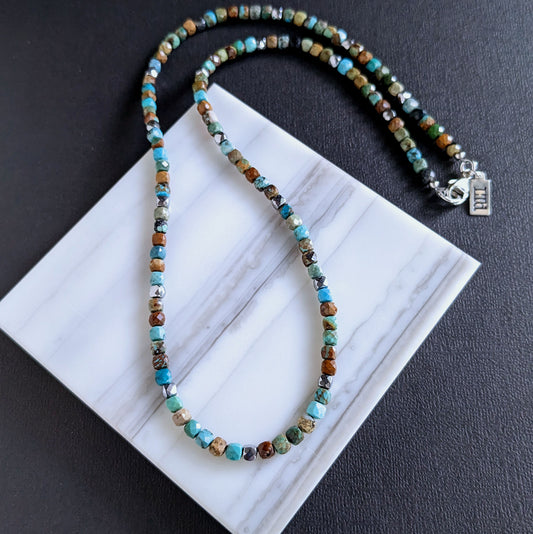 genuine turquoise bead necklace for men
