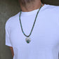 men's 6mm turquoise bead necklace with sterling silver pendant