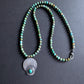 men's 6mm turquoise bead necklace with sterling silver pendant