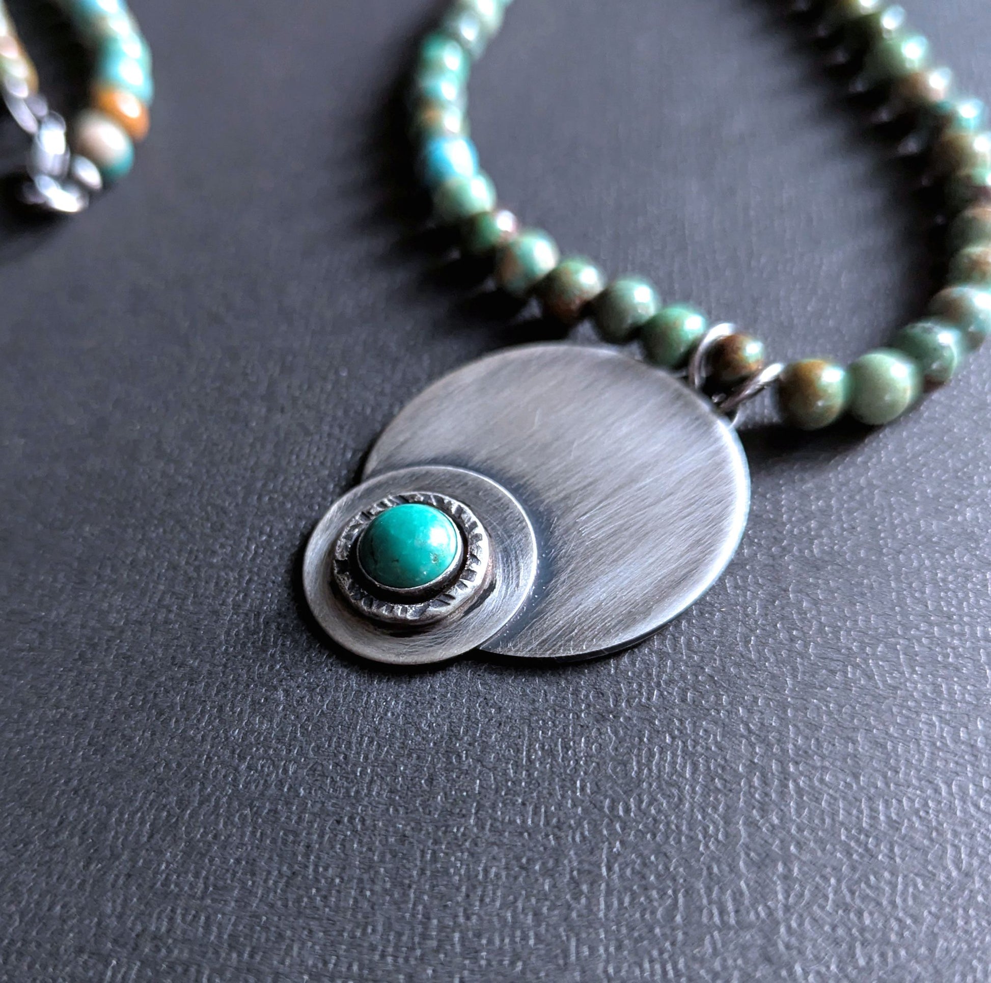 handmade heavy sterling silver turquoise pendant necklace