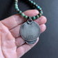 6mm Turquoise Bead Necklace, Large Sterling Silver Pendant