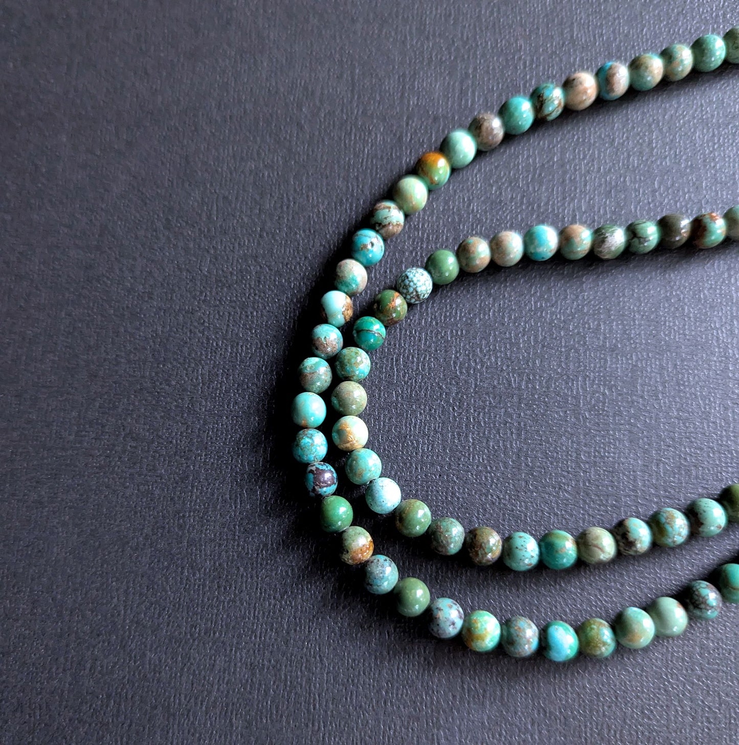 6mm Turquoise Bead Necklace, Large Sterling Silver Pendant