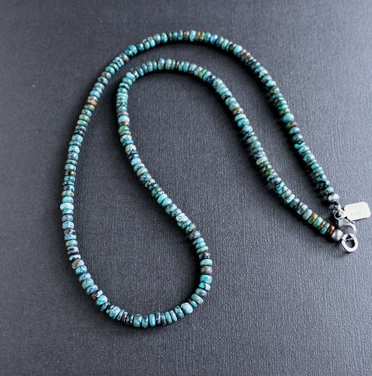 men's rondelle turquoise bead necklace