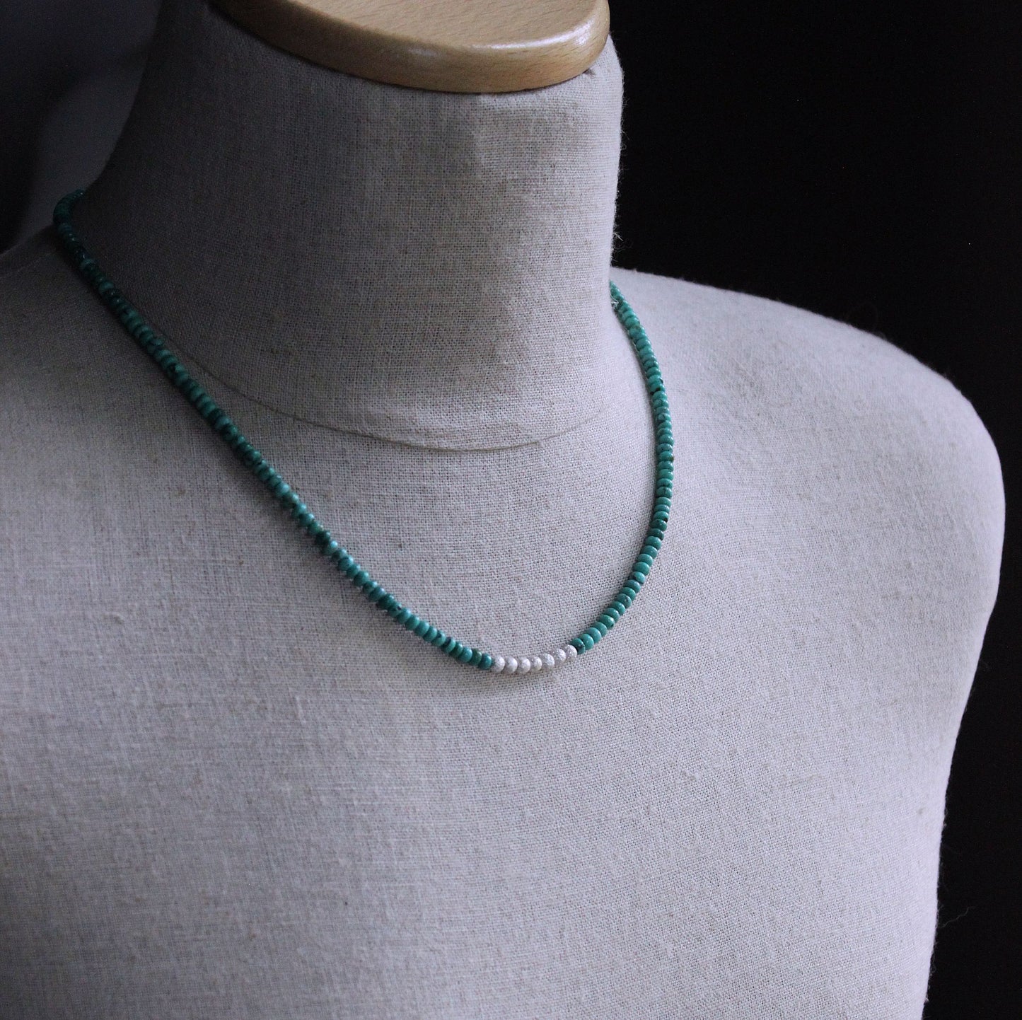 men's turquoise silver bead necklace