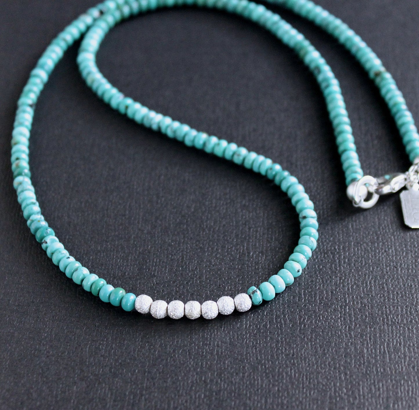 turquoise silver stardust bead necklace