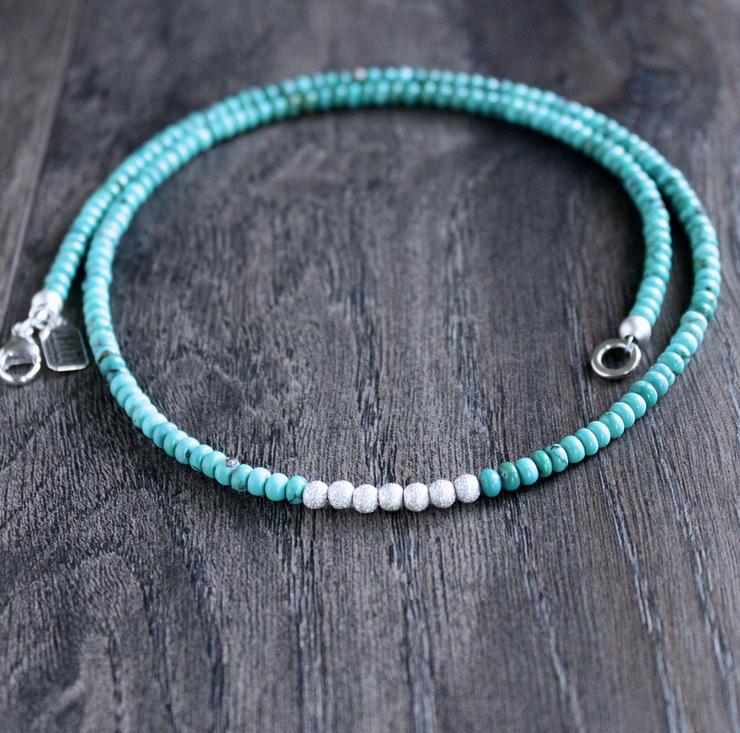 4mm rondelle turquoise bead necklace