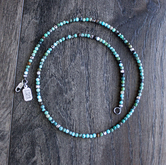 men's Hubei turquoise 3mm bead necklace