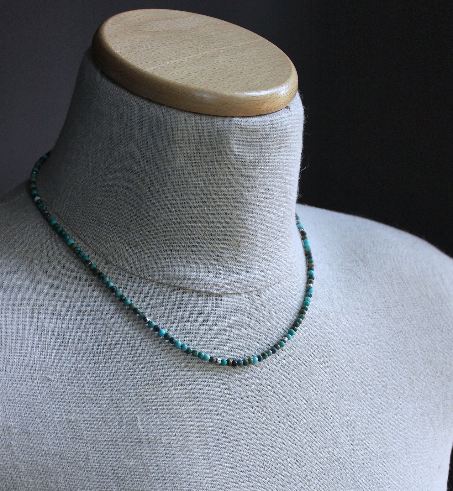 men's 3mm turquoise bead necklace