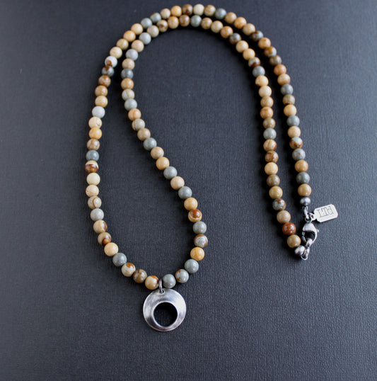 Wild Horse Jasper, Silver Pendant Necklace