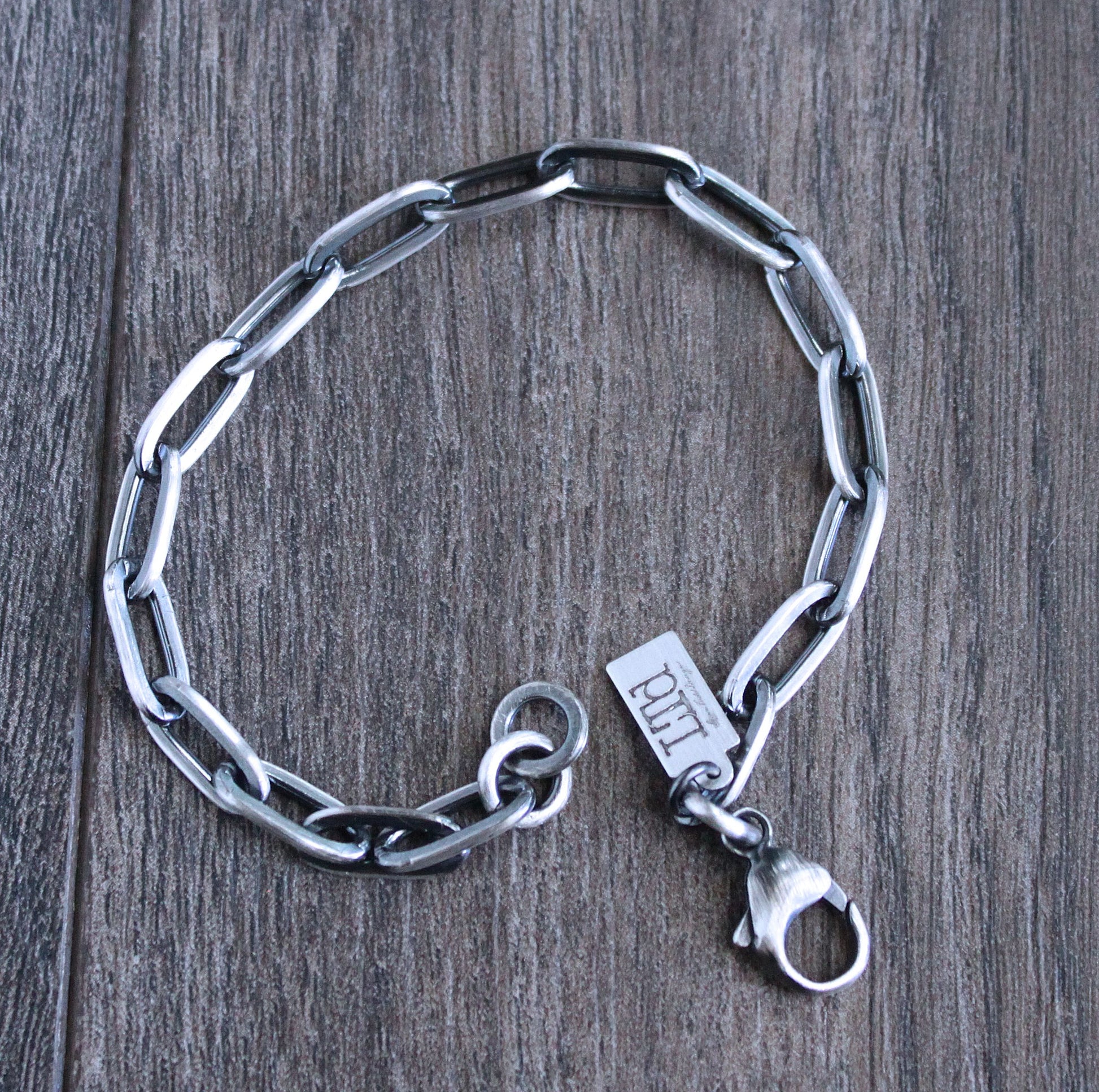 men's sterling silver long cable chain bracelet