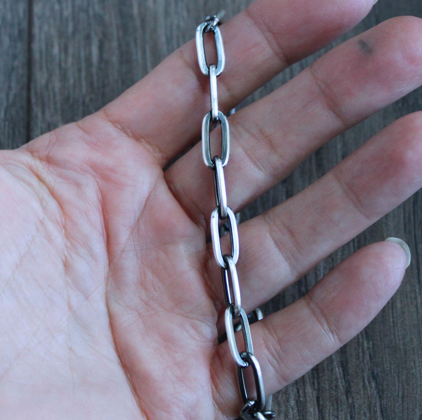 men's oxidizedf sterling silver paperclip chain